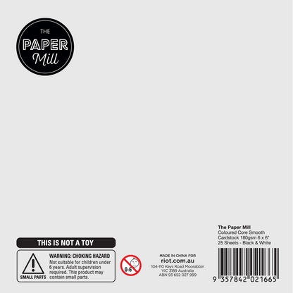 Lavender The Paper Mill Coloured Core Smooth Cardstock 180gsm 15x15cm (6 x 6") 25 Sheets Black & White Paper Craft
