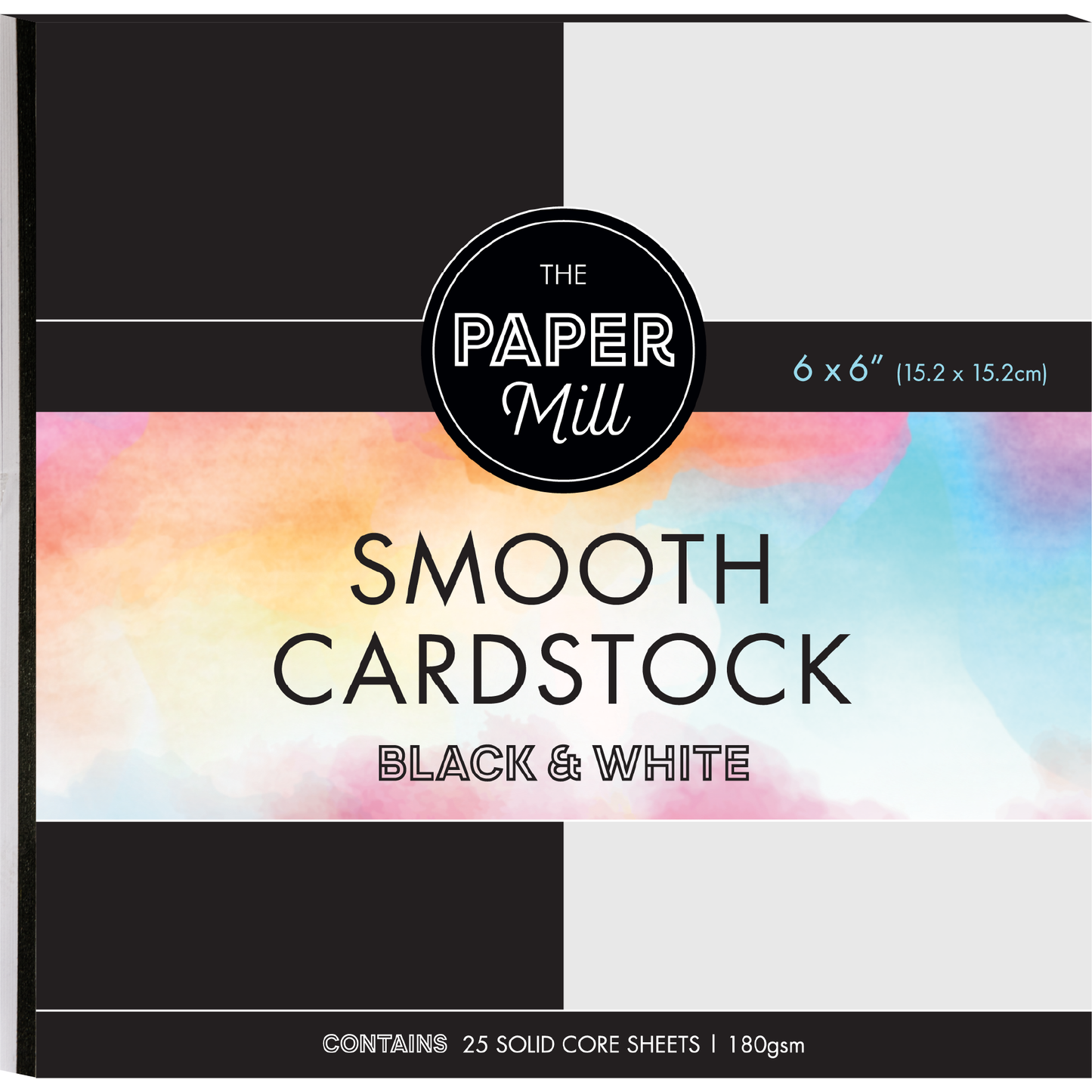 Antique White The Paper Mill Coloured Core Smooth Cardstock 180gsm 15x15cm (6 x 6") 25 Sheets Black & White Paper Craft