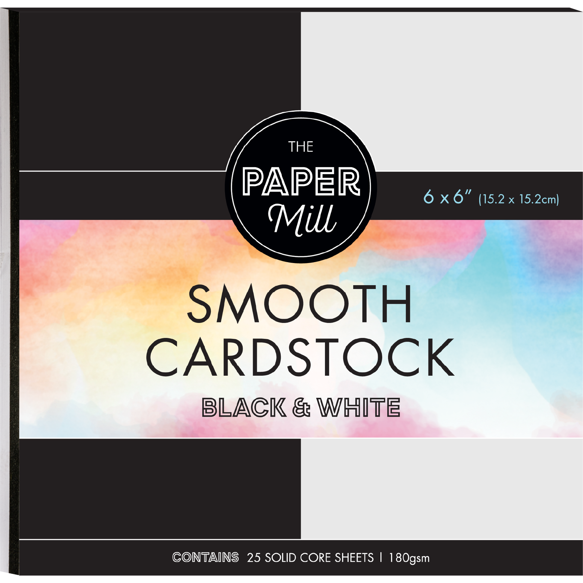 Antique White The Paper Mill Coloured Core Smooth Cardstock 180gsm 15x15cm (6 x 6") 25 Sheets Black & White Paper Craft