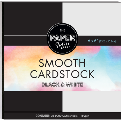Antique White The Paper Mill Coloured Core Smooth Cardstock 180gsm 15x15cm (6 x 6") 25 Sheets Black & White Paper Craft