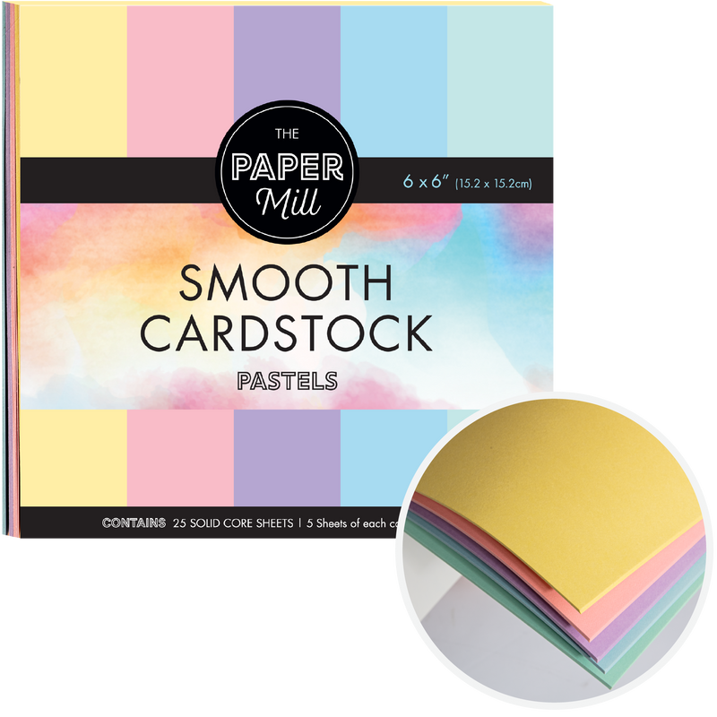 Light Gray The Paper Mill Coloured Core Smooth Cardstock 180gsm 15x15cm (6 x 6") 25 Sheets Pastels Paper Craft