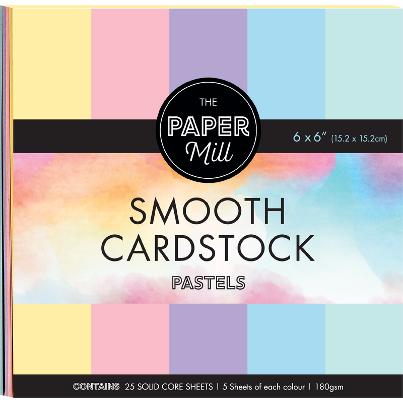 Light Gray The Paper Mill Coloured Core Smooth Cardstock 180gsm 15x15cm (6 x 6") 25 Sheets Pastels Paper Craft