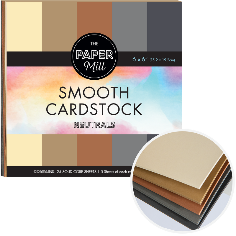 Light Gray The Paper Mill Coloured Core Smooth Cardstock 180gsm 15x15cm (6 x 6") 25 Sheets Neutrals Paper Craft
