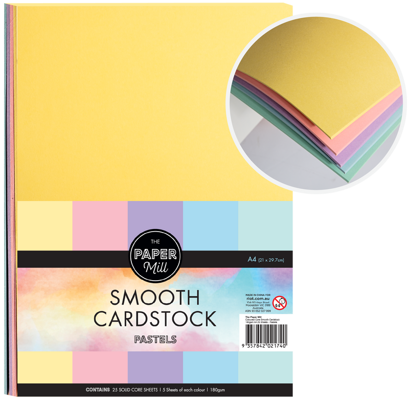 Light Goldenrod The Paper Mill Coloured Core Smooth Cardstock 180gsm A4 25 Sheets Pastels Paper Craft