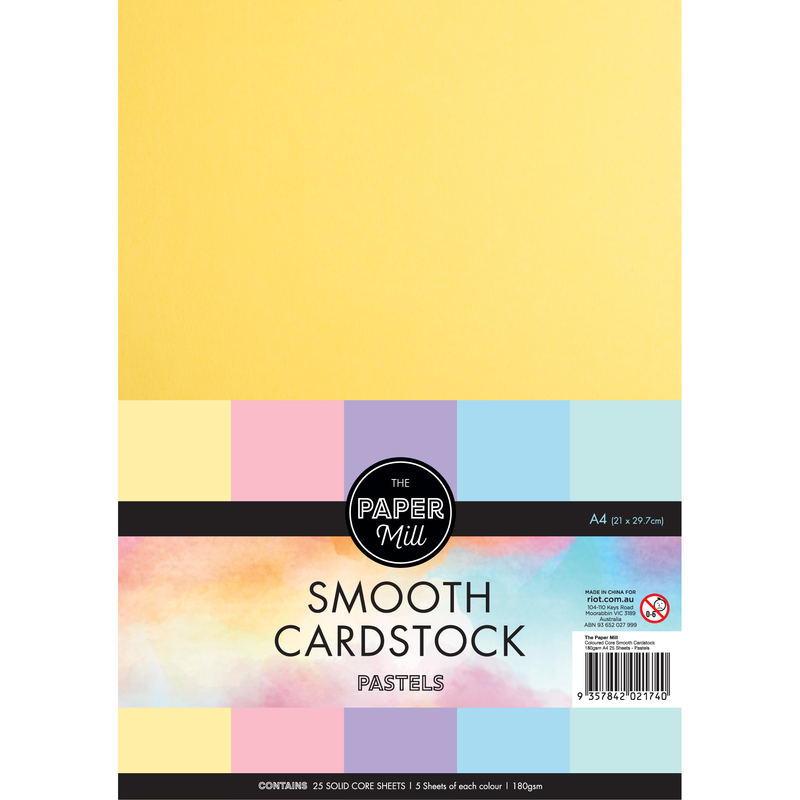 Light Goldenrod The Paper Mill Coloured Core Smooth Cardstock 180gsm A4 25 Sheets Pastels Paper Craft