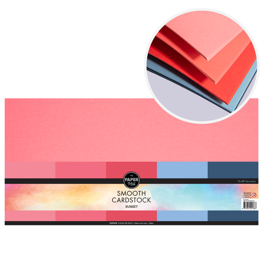 The Paper Mill Coloured Core Smooth Cardstock 180gsm 30x60cm (12 x 24"