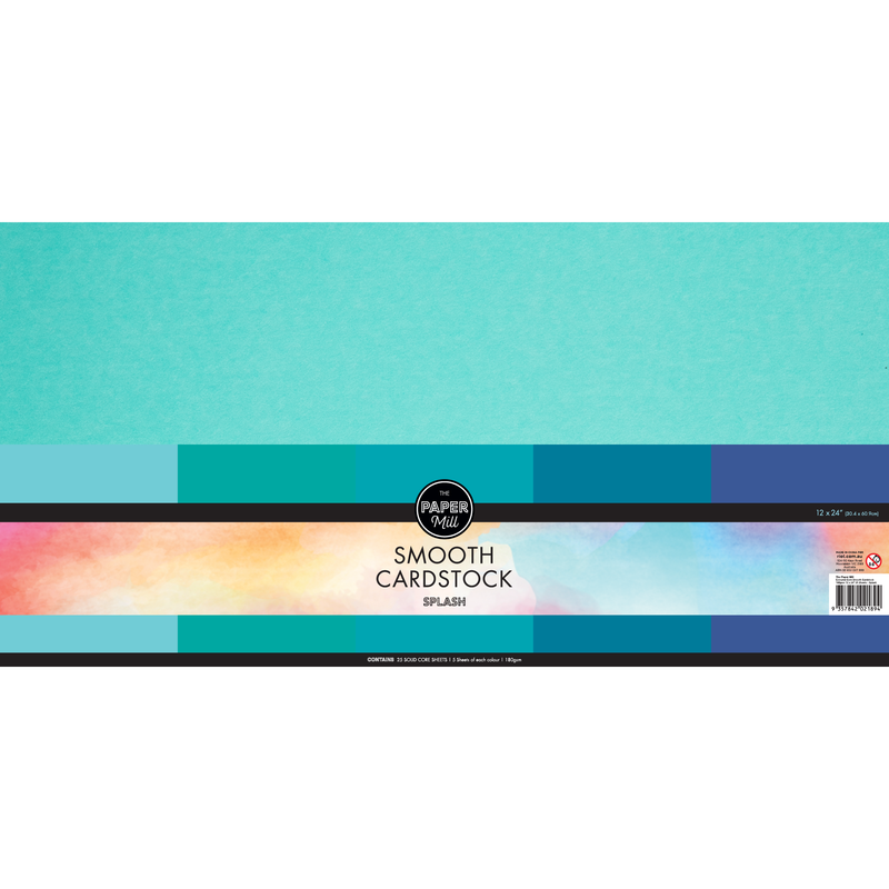 Sky Blue The Paper Mill Coloured Core Smooth Cardstock 180gsm 30x60cm (12 x 24") 15 Sheets Splash Paper Craft