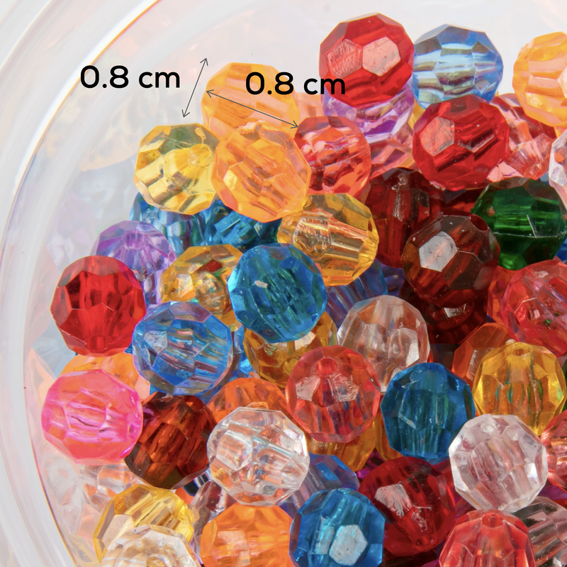 Gray Art Star Translucent Assorted Colour Faceted Beads 8mm 315 Piece Pack Kids Craft Basics