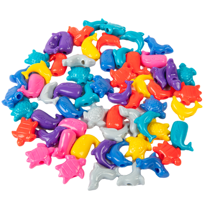 Light Sea Green Art Star Assorted Colour and Design Sea Life Beads 90g Pack Kids Craft Basics