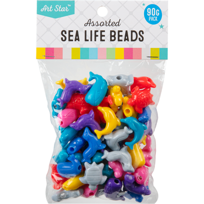 Dark Slate Blue Art Star Assorted Colour and Design Sea Life Beads 90g Pack Kids Craft Basics