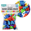 Dark Slate Blue Art Star Assorted Colour and Design Safari Animal Beads 90g Pack Kids Craft Basics