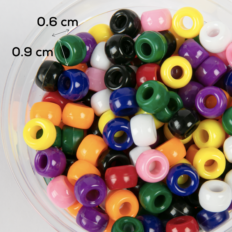 Light Gray Art Star Assorted Colour Pony Beads 6 x 9mm 1500 Piece Tub Kids Craft Basics