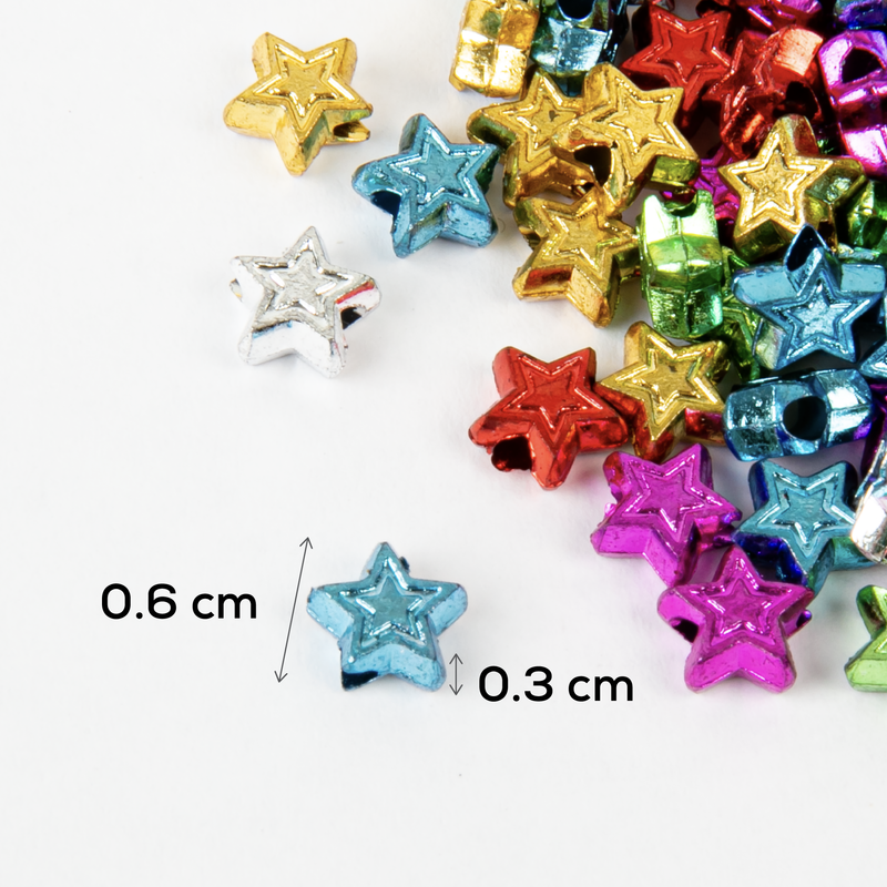 Dark Slate Gray Art Star Assorted Metallic Colours Star Beads 6mm 150 Piece Pack Kids Craft Basics