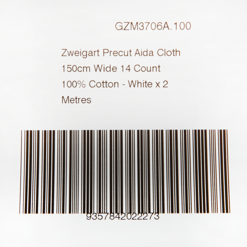 White Smoke Zweigart Precut Aida Cloth 150cm Wide 14 Count 100% Cotton - White x 2 Metres Needlework