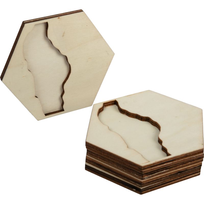 Gray Urban Crafter Plywood Hexagonal Coasters for Resin 5 pack 11.7 x 10 x 0.8cm Woodcraft