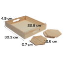 Tan Urban Crafter Pine Rectangular Tray and Hexaganol Coaster Set (5 Pieces) Trays