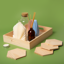 Olive Drab Urban Crafter Pine Rectangular Tray and Hexaganol Coaster Set (5 Pieces) Trays