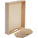 Tan Urban Crafter Pine Rectangular Tray and Hexaganol Coaster Set (5 Pieces) Trays