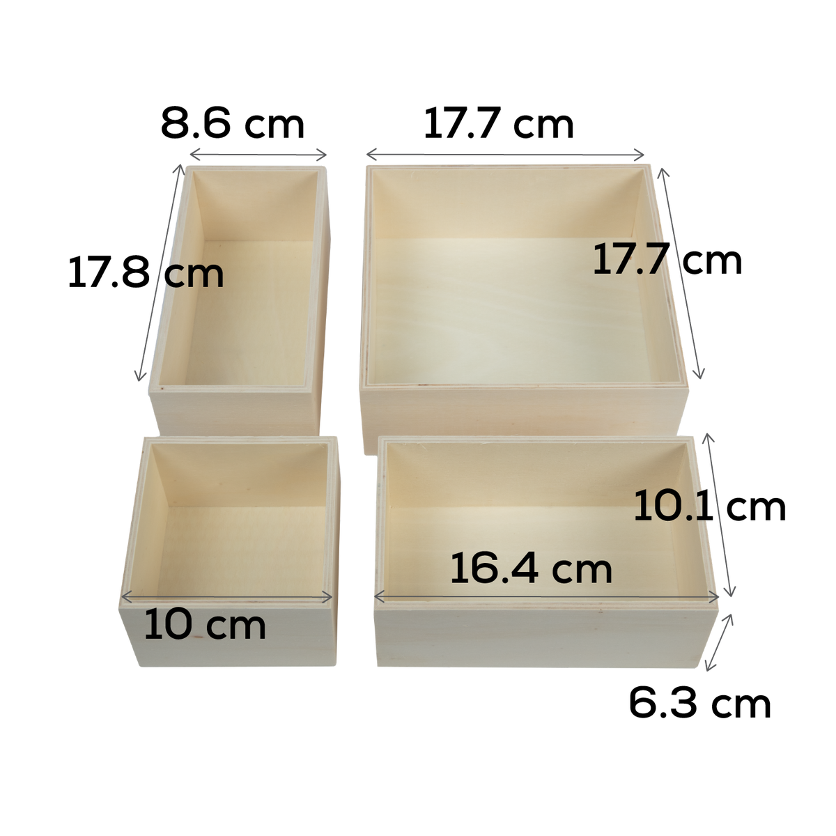 Tan Urban Crafter Plywood Box Set 4 pieces (1: 16.5x10.1x6.3cm 2: 17.7x8.8x6.3cm 3: 17.7x17.7x6.3cm 4: 10.1x10.1x6.3cm) Boxes