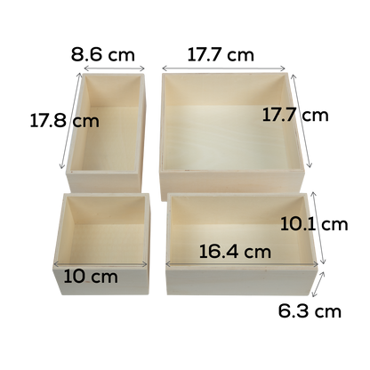 Tan Urban Crafter Plywood Box Set 4 pieces (1: 16.5x10.1x6.3cm 2: 17.7x8.8x6.3cm 3: 17.7x17.7x6.3cm 4: 10.1x10.1x6.3cm) Boxes