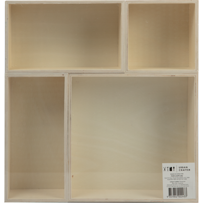 Rosy Brown Urban Crafter Plywood Box Set 4 pieces (1: 16.5x10.1x6.3cm 2: 17.7x8.8x6.3cm 3: 17.7x17.7x6.3cm 4: 10.1x10.1x6.3cm) Boxes