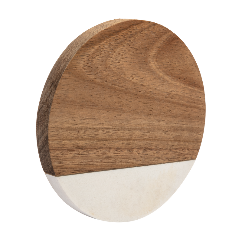 Sienna Personalisable Engraving Marble Wood Coaster- Round 10 x 1cm Craft Basics