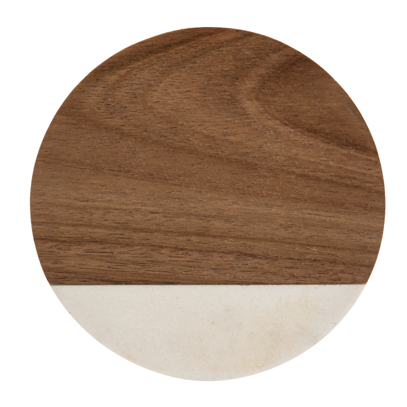 Sienna Personalisable Engraving Marble Wood Coaster- Round 10 x 1cm Craft Basics