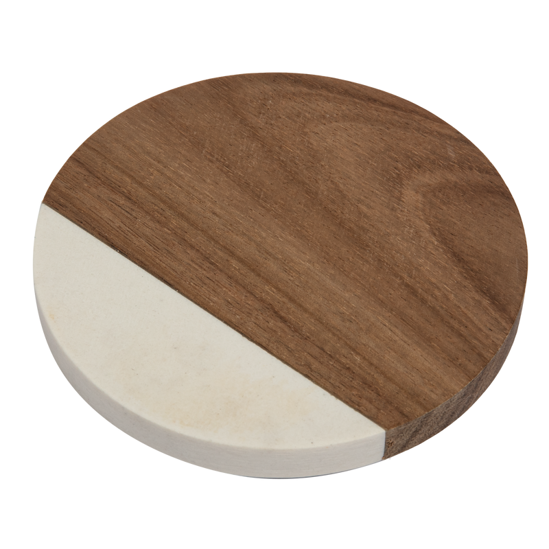 Sienna Personalisable Engraving Marble Wood Coaster- Round 10 x 1cm Craft Basics