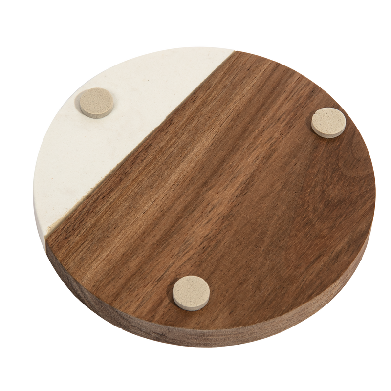 Sienna Personalisable Engraving Marble Wood Coaster- Round 10 x 1cm Craft Basics