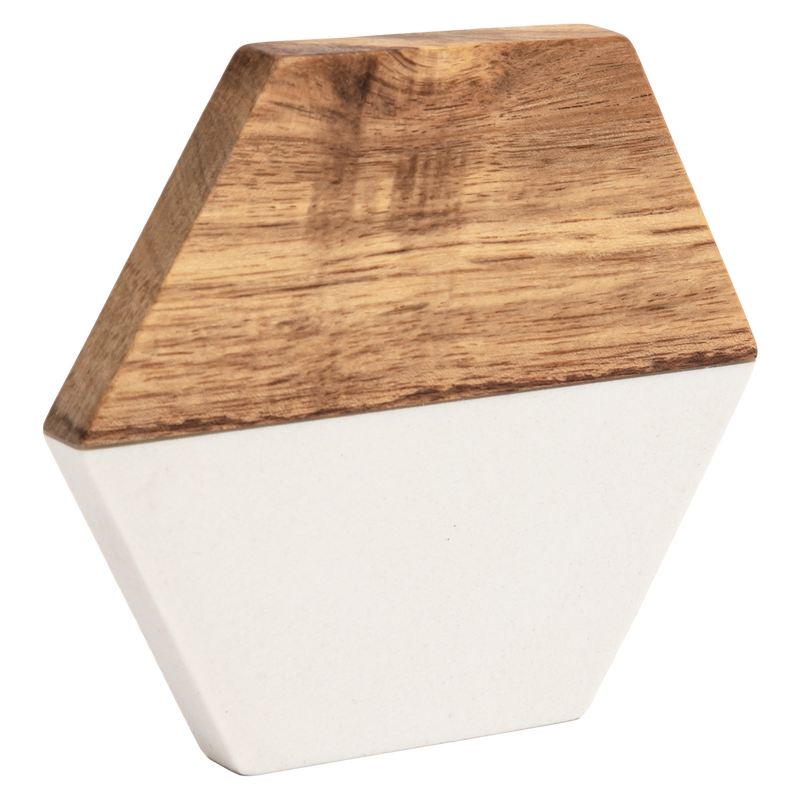 Beige Personalisable Engraving Marble Wood Coaster- Hexagon 10 x 11.5 x 1cm Craft Basics