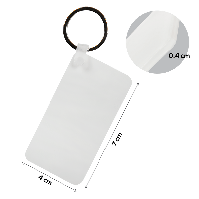 Light Gray Personalisable Plastic Keyring-Rectangle 4x7.6cm Craft Basics