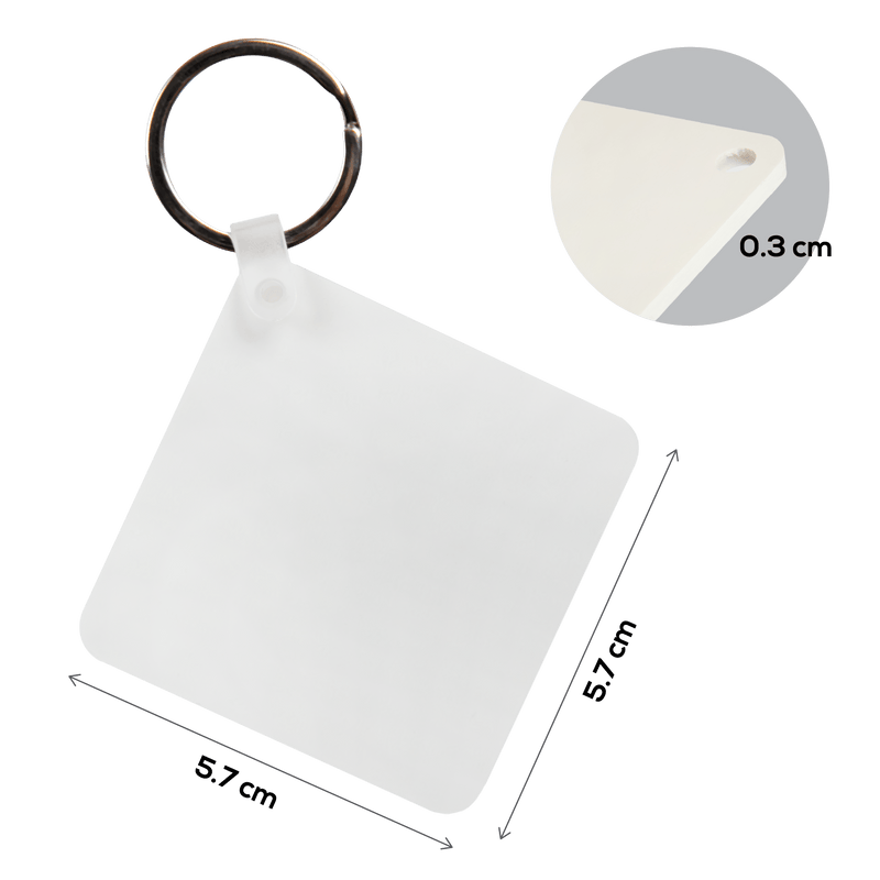 Light Gray Personalisable Plastic Keyring-Square 5.7x5.7cm Craft Basics