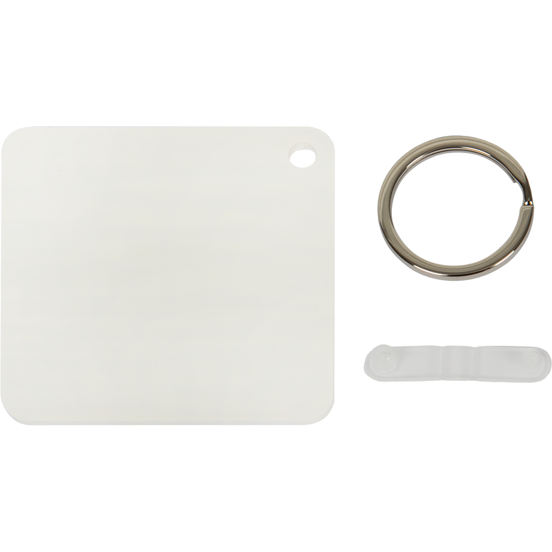 Beige Personalisable Plastic Keyring-Square 5.7x5.7cm Craft Basics