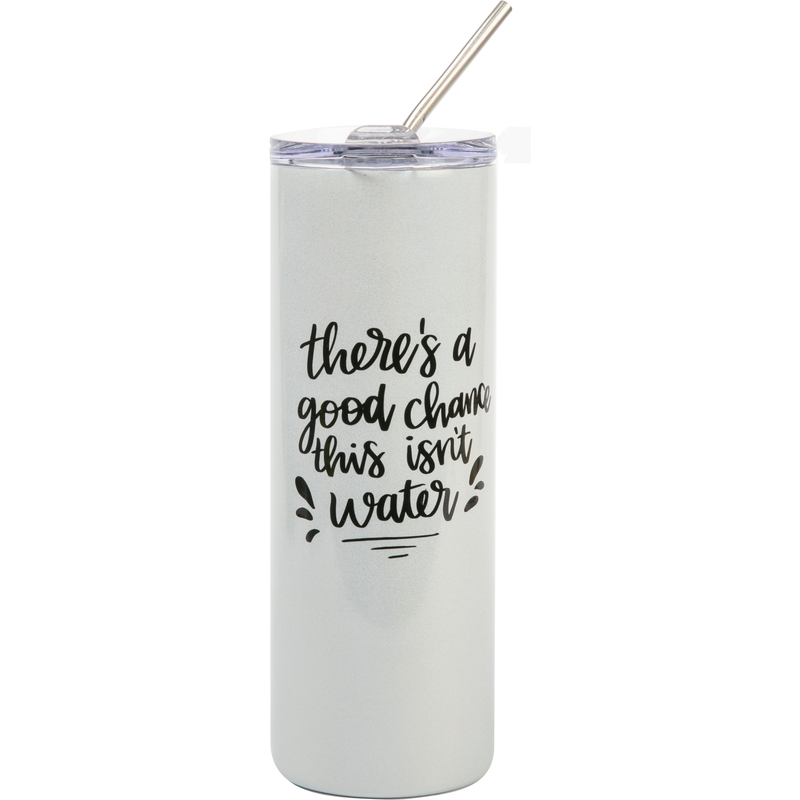 Light Gray Personalisable Glitter Sparkling Stainless Steel Skinny Tumbler With Straw- White 20oz / 600ml Craft Basics