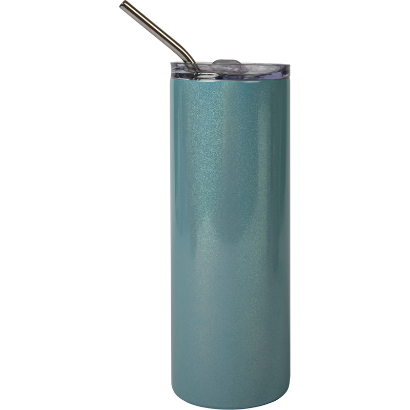 Slate Gray Personalisable 20oz/600ml  Glitter Sparkling Stainless Steel Skinny Tumbler w/ Straw(Light  Blue) Craft Basics