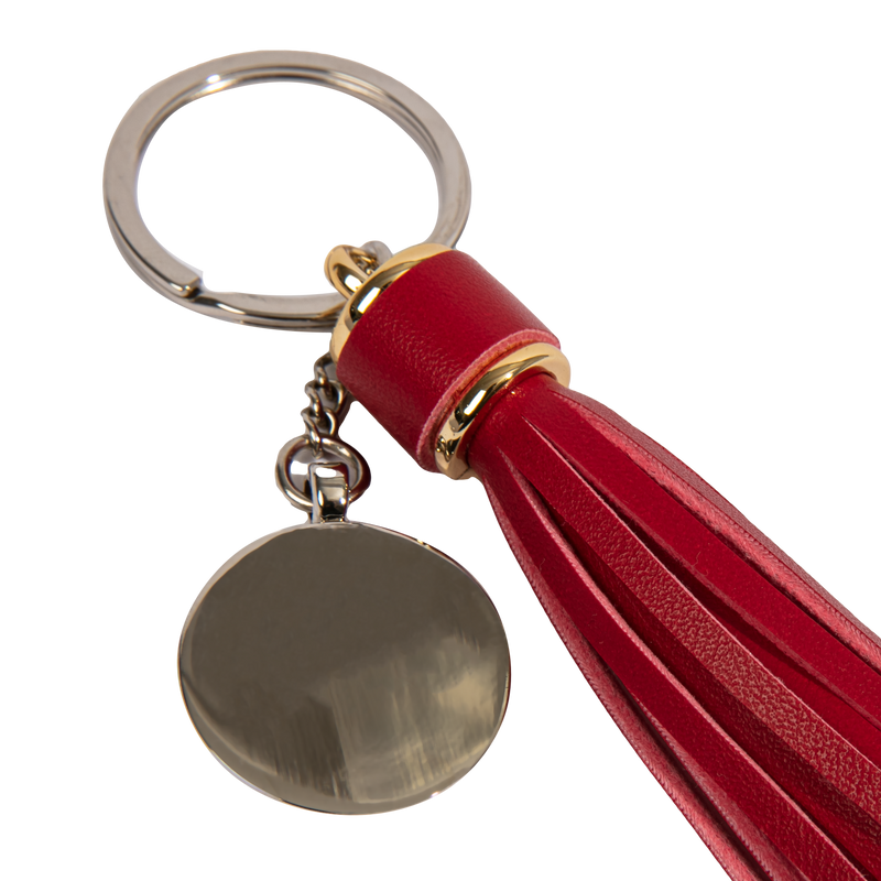 Saddle Brown Personalisable Round Keychain with Long Tassel Red 2x14cm Craft Basics