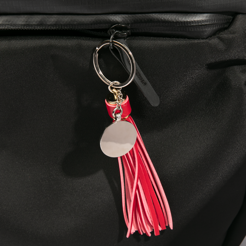 Black Personalisable Round Keychain with Long Tassel Red 2x14cm Craft Basics
