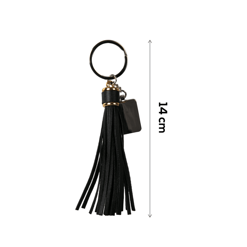 Black Personalisable Rectangular Keychain with Long Tassel (Black) Craft Basics