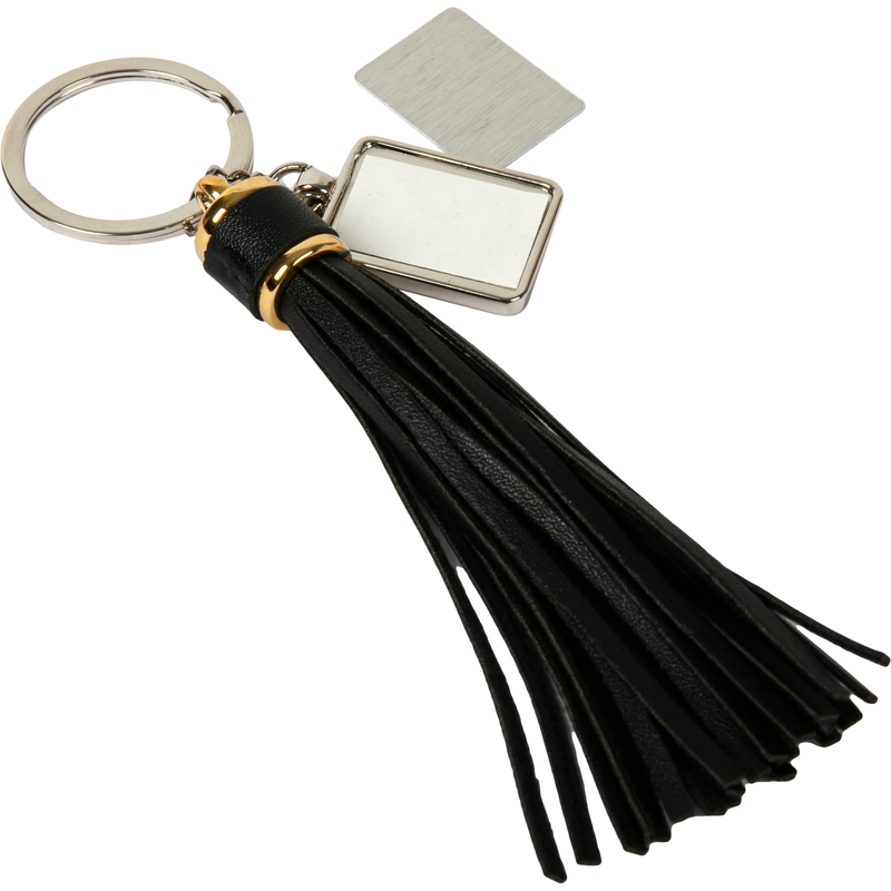 Black Personalisable Rectangular Keychain with Long Tassel (Black) Craft Basics