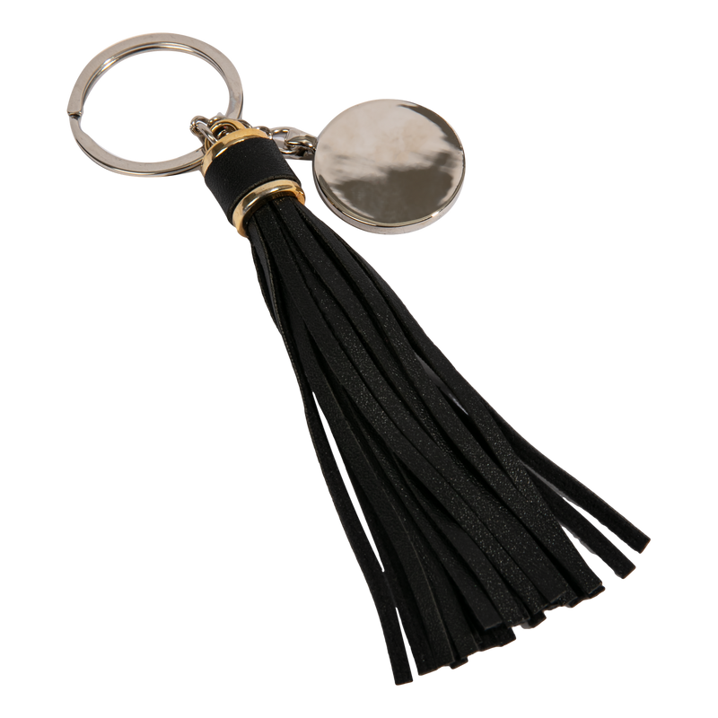 Black Personalisable Rectangle Keychain with Long Tassel- Red 2 x 14cm Craft Basics