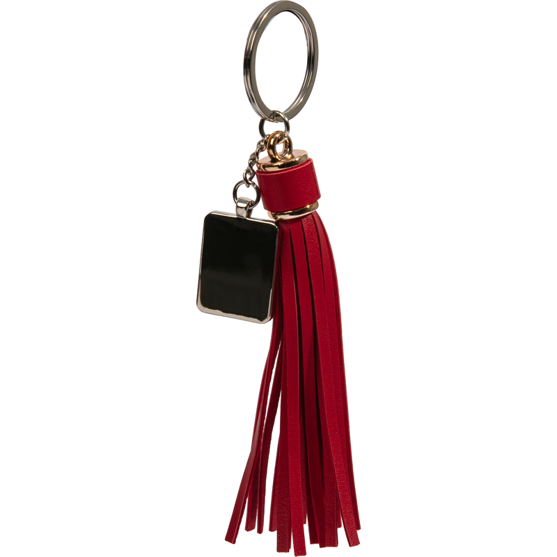 Dark Red Personalisable Rectangle Keychain with Long Tassel- Red 2 x 14cm Craft Basics