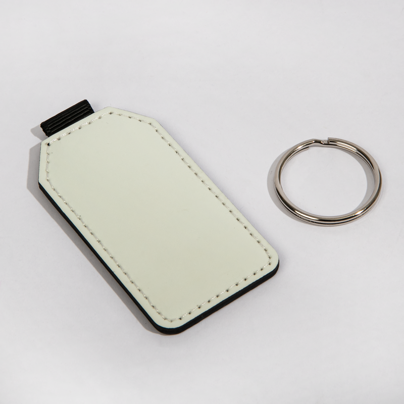 Light Gray Personalisable PU Leather Key Chain-Barrel 4x7.5cm Craft Basics