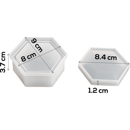 Light Gray Urban Crafter Silicone Hexagon Storage Mould 9x8x3.7cm Resin Moulds