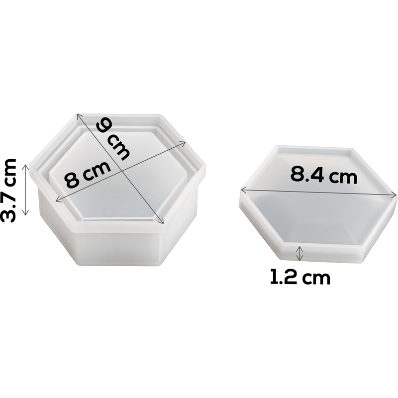 Light Gray Urban Crafter Silicone Hexagon Storage Mould 9x8x3.7cm Resin Craft