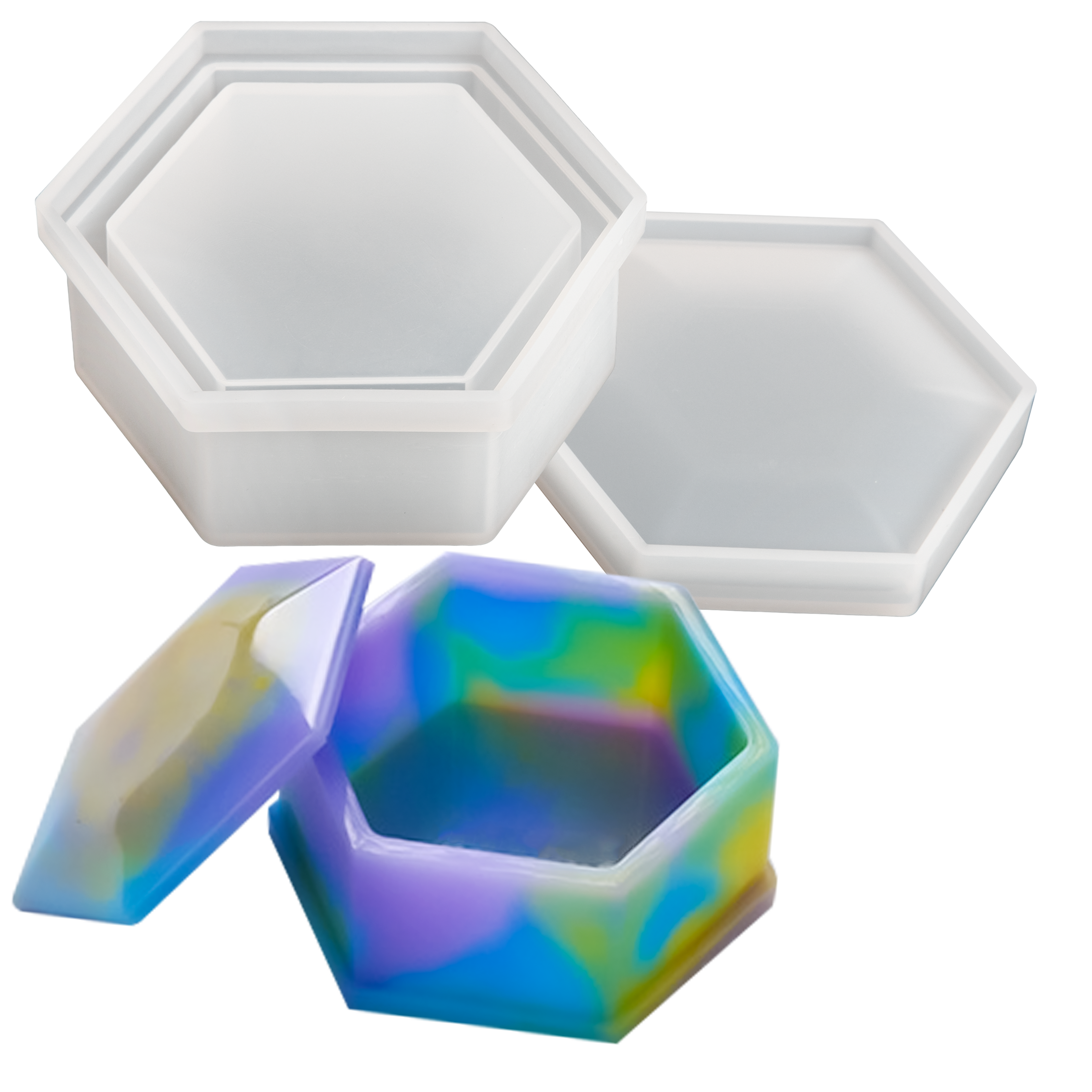Light Gray Urban Crafter Silicone Hexagon Storage Mould 9x8x3.7cm Resin Moulds
