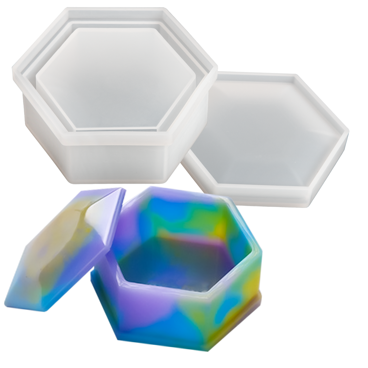 Light Gray Urban Crafter Silicone Hexagon Storage Mould 9x8x3.7cm Resin Moulds