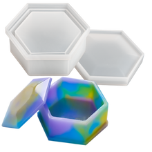 Light Gray Urban Crafter Silicone Hexagon Storage Mould 9x8x3.7cm Resin Moulds