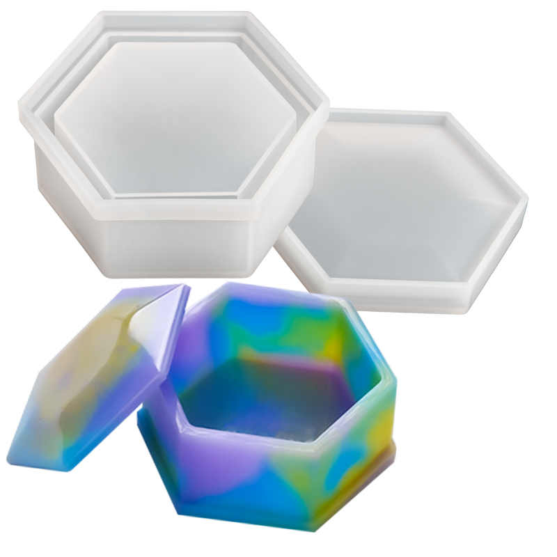 Light Gray Urban Crafter Silicone Hexagon Storage Mould 9x8x3.7cm Resin Craft