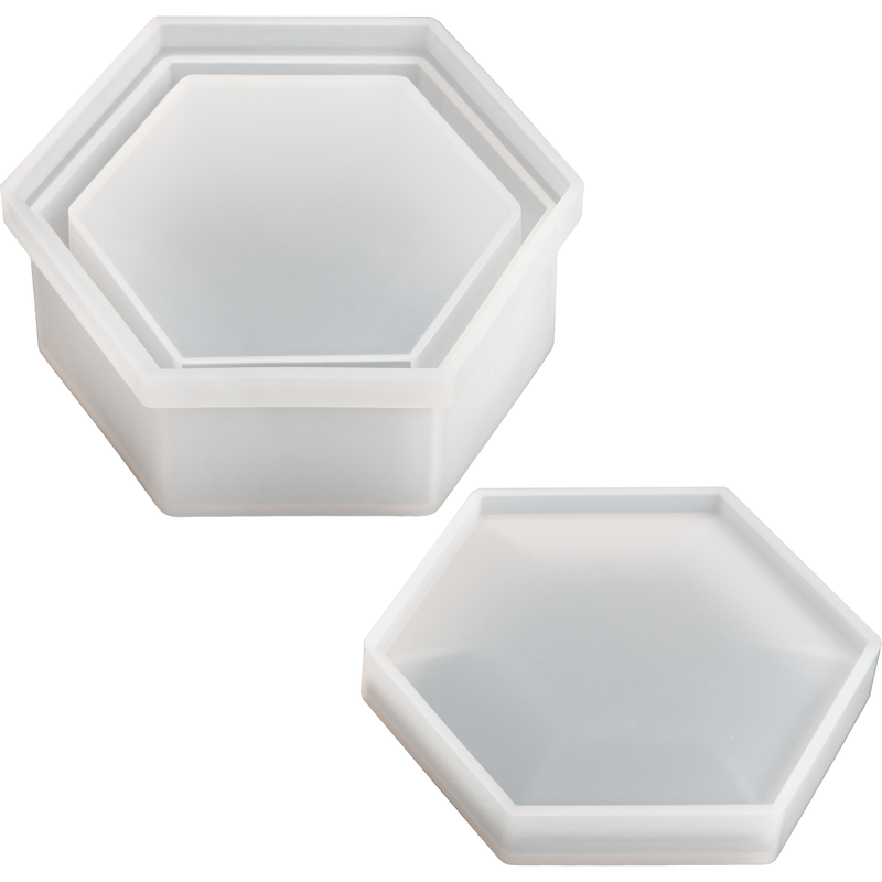 Light Gray Urban Crafter Silicone Hexagon Storage Mould 9x8x3.7cm Resin Craft