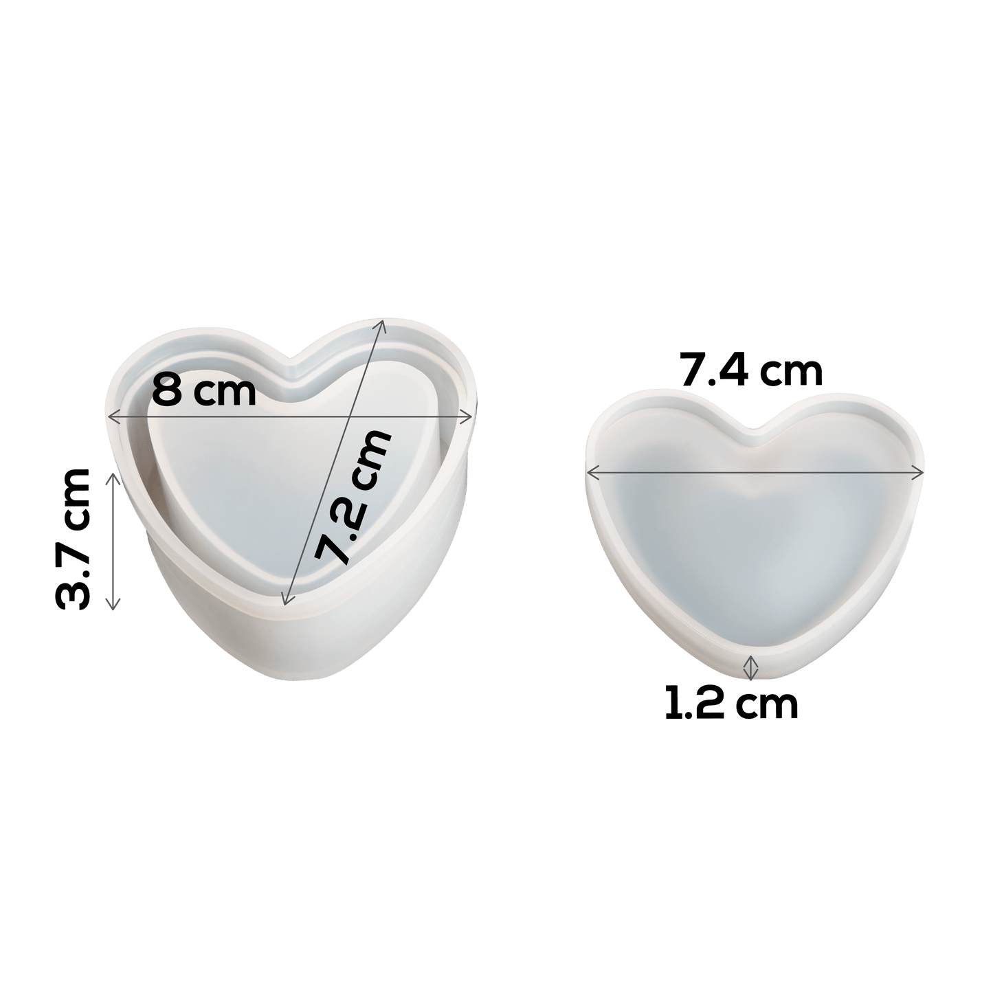 Light Gray Urban Crafter Heart Box  Silicone Mould 8x7.2x3.7cm Resin Moulds